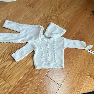 baby trousseau 100% cotton cable knit 3 piece outfit by classic collecti…